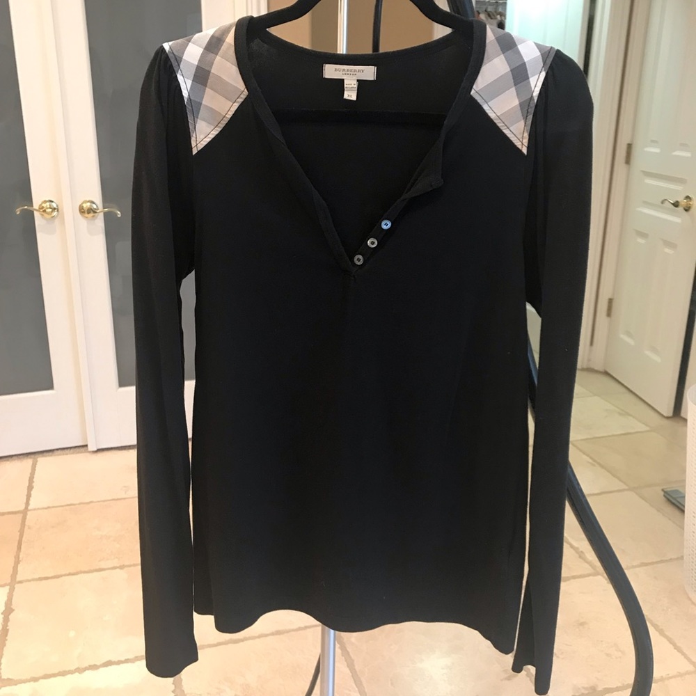 Burberry Long Sleeve Shirt Plaid Shoulder Detail